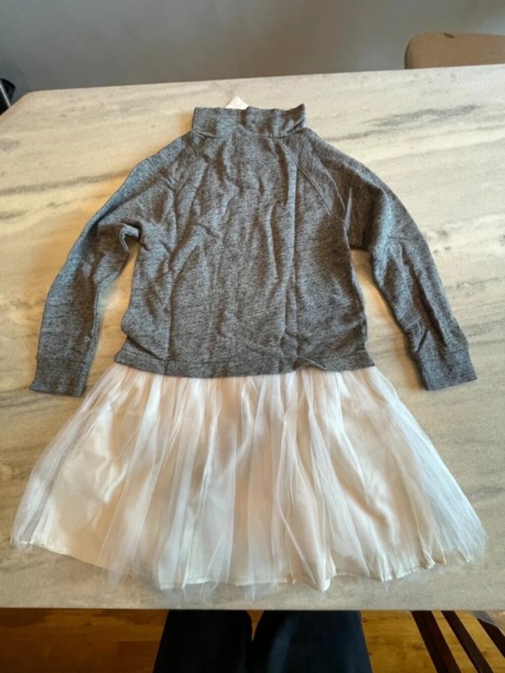 Crewcuts Girls Gray Sweater With White Tulle Dress 14 NWT